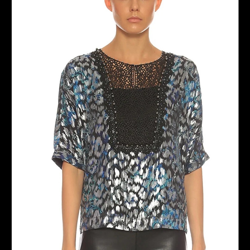Elie Tahari Milan Beaded Blouse size Large - Picture 5 of 10